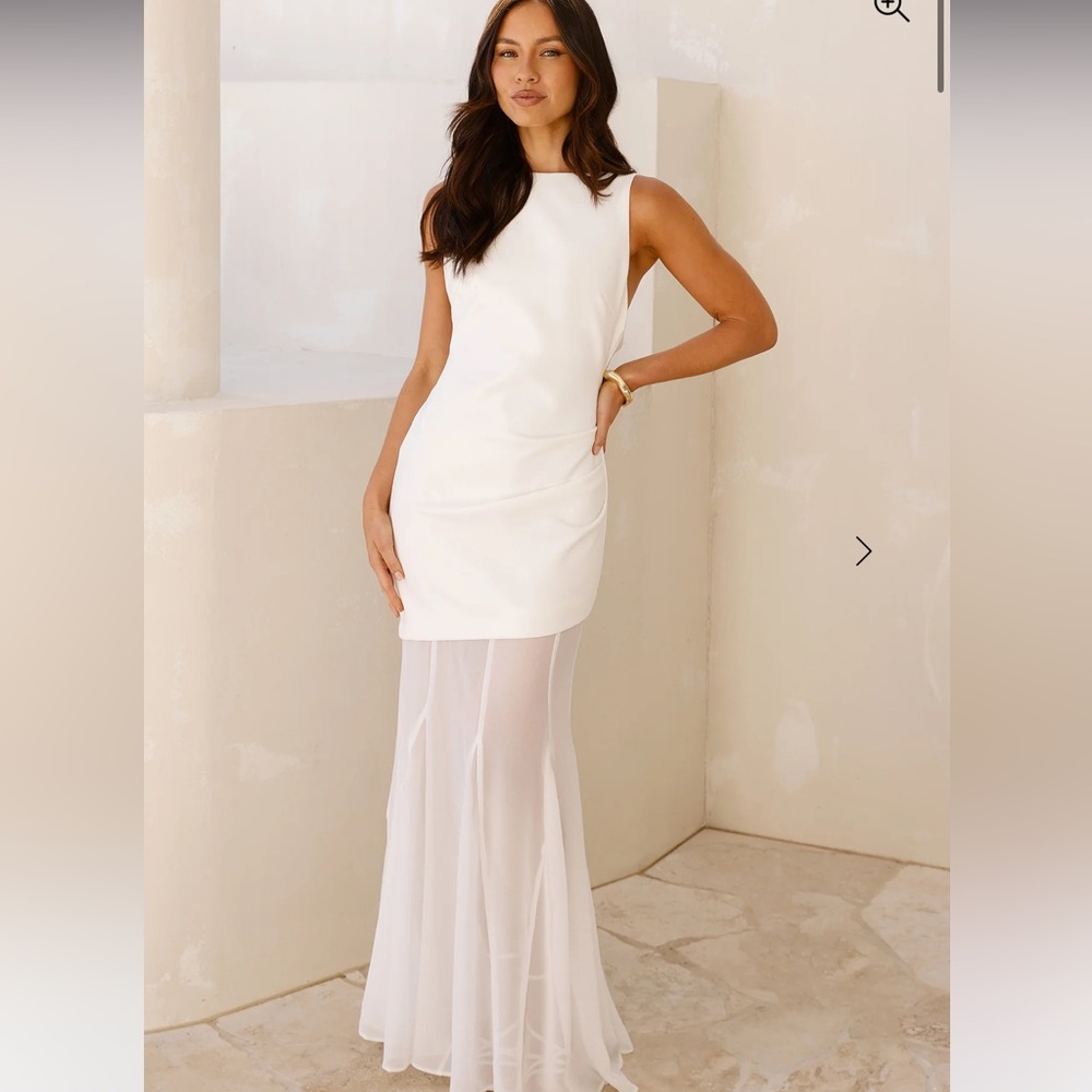 Modern Art White Maxi Dress